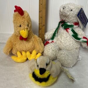 Papel Wild Republic Plush Lot 3 Bear Bird Chicken Multicolor Excellent NWT/Vtg